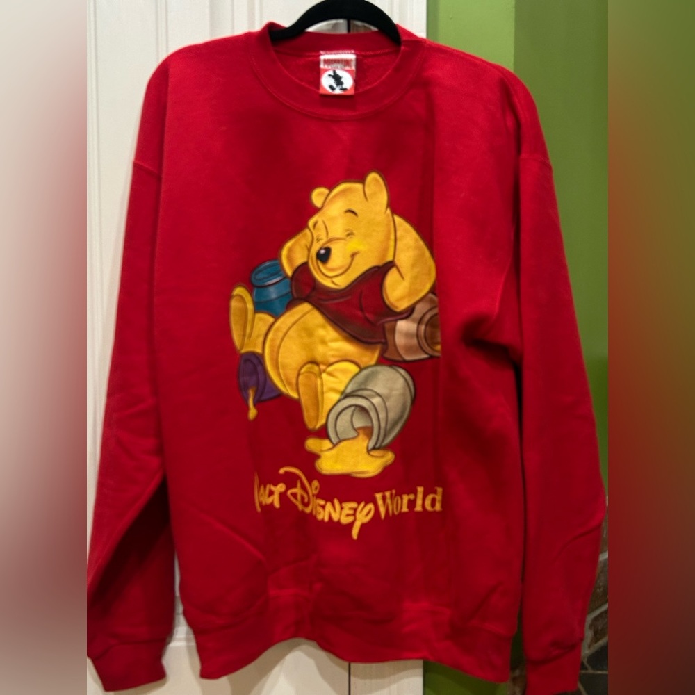 Vintage 1990s Disney Red Crewneck Sweater with Winnie the Pooh